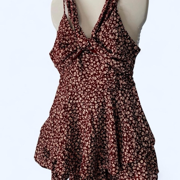 Burgundy and White Floral Dress MiAmi S - Picture 2 of 4